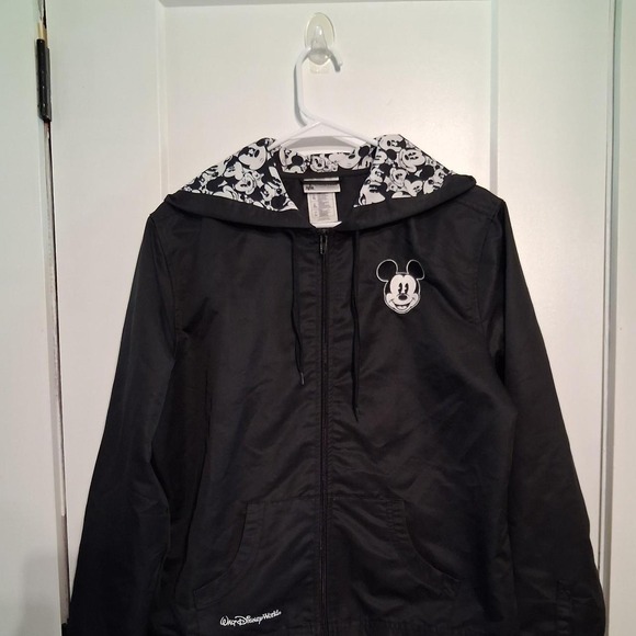 Disney Other - Disney Parks Jacket Mens XL Black Mickey Mouse Hooded Windbreaker Zip Up Coat